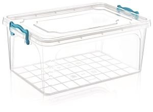 15 Litre Kilitli Kapaklı Dikdörtgen Kiler Saklama Kabı Sağlıklı Plastik 40x27 h:18 cm