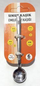 6 Adet Emoji Deenli Paslanmaz Çelikten Çay Kaşığı