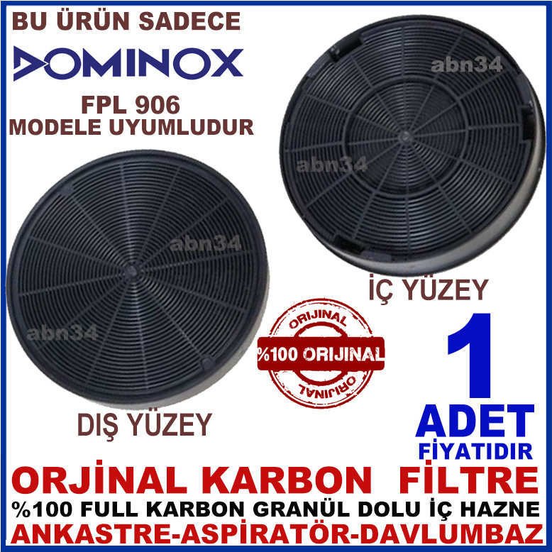 DOMINOX ANKASTRE DAVLUMBAZ FİLTRESİ FPL 906 MODEL DAVLUMBAZ İÇİN GRANÜL KARBONLU FİLTRE