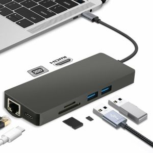 Type-C Usb 3.1 8in1 4K Hdmi Vga Micro SD Rj-45 2 Usb Şarj Girişli