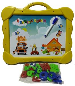 Çocukların Eğlenebileceği Küçük Boy Manyetik Yazı Tahtası 36x31cm 41 Parça Eğlenceli Harfli Tahta