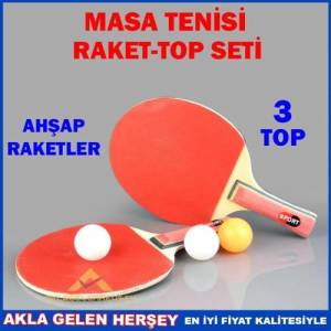 2 AHŞAP MASA TENİSİ RAKETİ VE 3 PİNPON TOPU SETİ