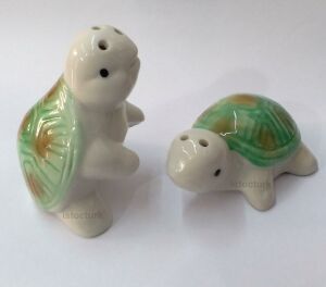 Kaplumbağa Sevgililer Porselen Tuzluk Biberlik Seti 2 adet 1 adet Tuzluk+1 adet Biberlik