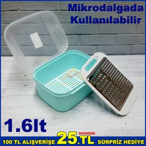 1.6Litre Maxi Saklama Kabı Rendeli Hava Almaz Vakum Korumalı Mikrodalga Buzluk İçin Saklama Kabı