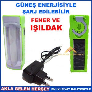 GÜNEŞ ENERJİSİ ŞARJLI PORTABLE FENER VE IŞILDAK