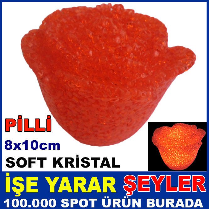 SOFT KRİSTAL PİLLİ IŞIKLI 10cm KIRMIZI GÜL