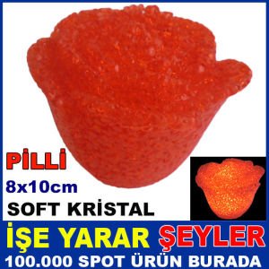SOFT KRİSTAL PİLLİ IŞIKLI 10cm KIRMIZI GÜL