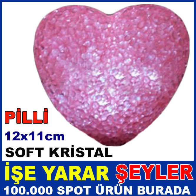 SOFT KRİSTAL PİLLİ IŞIKLI 12cm PEMBE KALP