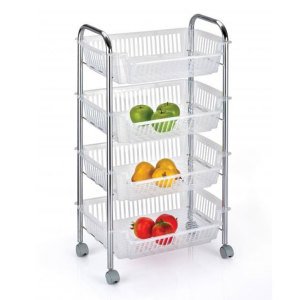 Metal gövde tekerlekli kromajlı 4 katlı krom sebzelik,sağlam,dayanıklı paslanmaz  raflı sebzelik