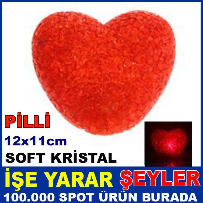 SOFT KRİSTAL PİLLİ IŞIKLI 12cm KIRMIZI KALP