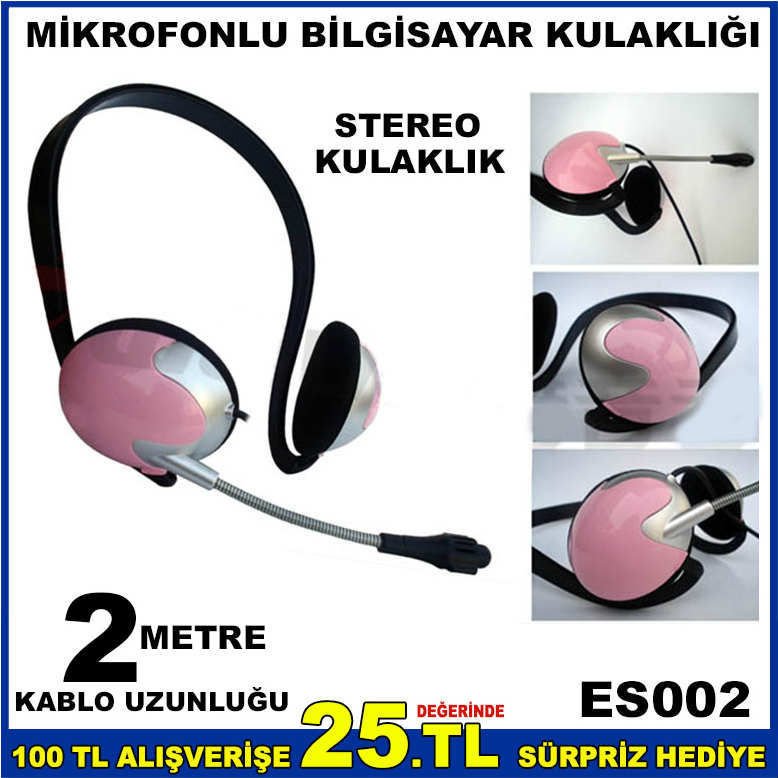 ES002 KABLOLU MİKROFONLU BİLGİSAYAR KULAKLIĞI