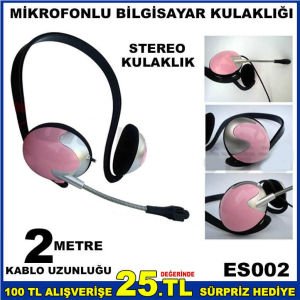 ES002 KABLOLU MİKROFONLU BİLGİSAYAR KULAKLIĞI
