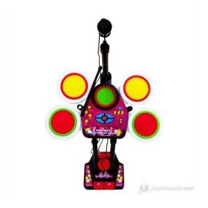 Mikrofonlu Oyuncak Orkestra Seti  Pilli Işıklı Batery  Ritim Seti