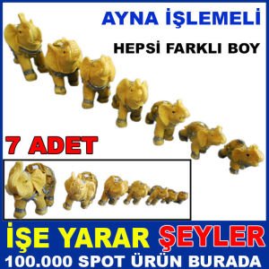 FARKLI BOYUTLARDA 7'Lİ AYNA İŞLEMELİ UĞUR FİLİ
