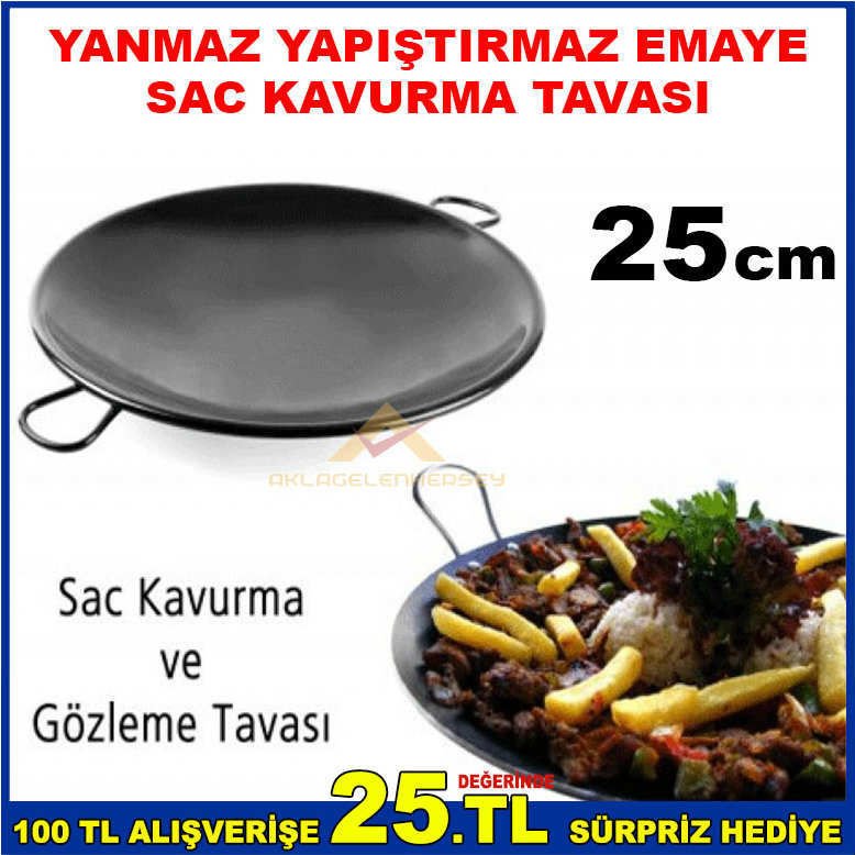 YANMAZ YAPIŞTIRMAZ 25cm EMAYE SAC KAVURMA TAVASI
