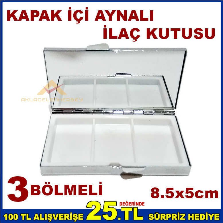 MİNE İŞLEMELİ KAPAKLI 3BÖLMELİ ÇELİK İLAÇ KUTUSU
