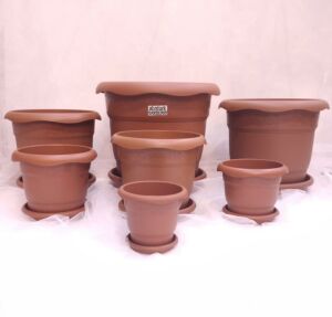 1 adet 5no Ø39x34cm 23 Litre Toprak Rengi Tabaklı Çiçek Saksısı Toprak Çökmesi önleyen özel içyapı