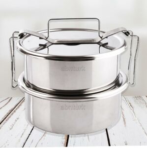 Paslanmaz Çelik 15cm 2li Sefer Tası 1,6 Lt 2 Kişilik Isıtmalı Yemek Taşıma Kabı 800ml x2 %100 Metal