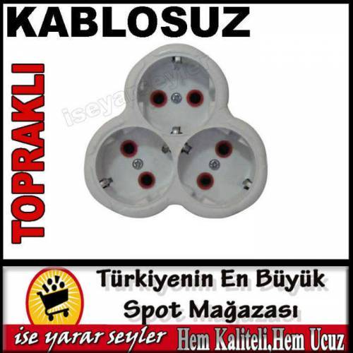 Üçgen Model Kablosuz Topraklı Üçlü Priz