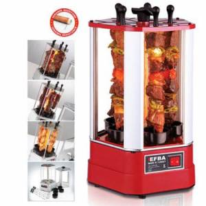 Elektrikli Şaşlık Kebap Makinesi Kendi Buharıyla Pişiren Fanuslu Otomatik Dönerli Şiş Kebap Makinesi