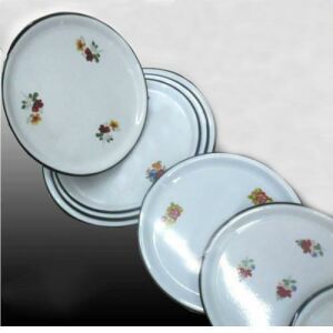 50cm Sini Sağlıklı Çinko Sofra Servis Tepsisi 50cm İçi Çiçek Beyaz Emaye Tepsi Hijyenik