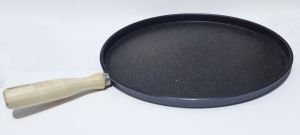 36cm Çapında Ahşap Tek Kulplu Granit Gözleme Bazlama Krep Tavası