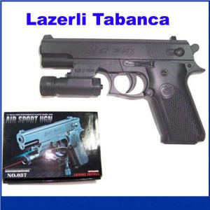 24x15cm Ebatında Mermi Atan Lazerli Silah Eğlenceli Lazer Işınlı Oyuncak Tabanca