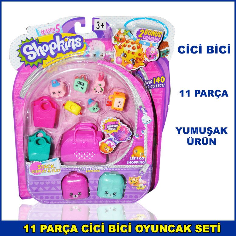 11 Parça Cici Bici Oyun Seti Yumuşak Ürün 1. Kalite ve Dayanıklı - Shopkins