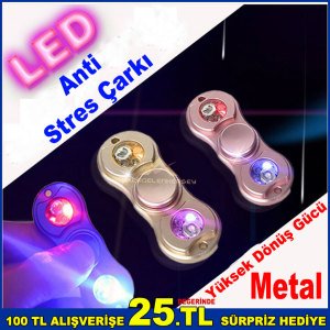 Metal Kutulu Işıklı Metal Stres Çarkı Çelik Rulmanlı Orjinal Hand Spinner Süper Dönüşlü Işıklı Çark