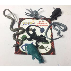 6'lı Renkli Plastik Yılan Fare Örümcek Kertenkele Şaka Seti