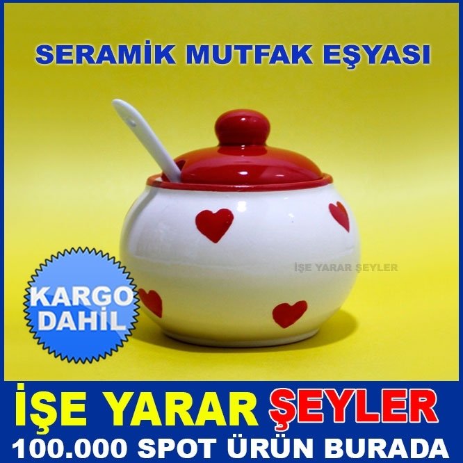 kargo dahil DESENLİ SERAMİK  KAŞIKLI BAHARATLIK-ŞEKERLİK