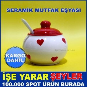 kargo dahil DESENLİ SERAMİK  KAŞIKLI BAHARATLIK-ŞEKERLİK