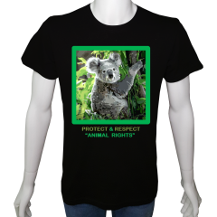 Unisex T-shirt Siyah 'Hayvanlar / Koala1' Baskılı