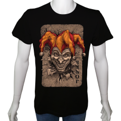Unisex T-shirt Siyah 'PopArt / Joker3' Baskılı