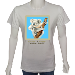 Unisex T-shirt Beyaz 'Hayvanlar / Koala2' Baskılı
