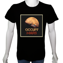 Unisex T-shirt Siyah 'Uzay/Mars ı işgal et' Baskılı