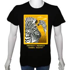 Unisex T-shirt Siyah 'Hayvanlar / Zebra1' Baskılı