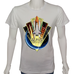 Unisex T-shirt Beyaz 'Uzay/Uzay mekiği programı' Baskılı