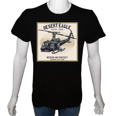 Unisex T-shirt Siyah 'Uçak / Helikopter1' Baskılı