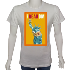 Unisex T-shirt Beyaz 'PopArt / Okumak özgürlüktür' Baskılı
