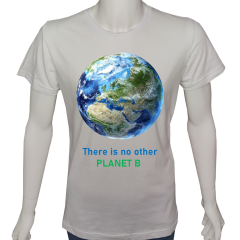 Unisex T-shirt Beyaz 'Uzay/Gezegenimiz' Baskılı