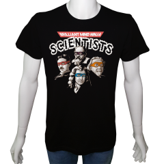 Unisex T-shirt Siyah 'Ünlüler / Ninja Scientists1' Baskılı