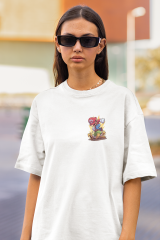 Oversize Unisex T-shirt Beyaz 'Super Mario2' Baskılı