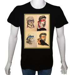 Unisex T-shirt Siyah 'Ünlüler / Ninja Scientists2' Baskılı