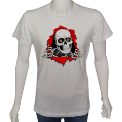 Unisex T-shirt Beyaz 'PopArt / Kurukafa4' Baskılı