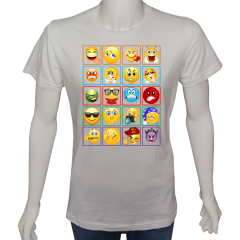 Genç T-shirt Beyaz 'Emoji1' Baskılı