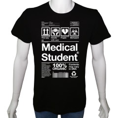 Unisex T-shirt Siyah 'İş&Meslek / Tıp Öğrencisi1' Baskılı