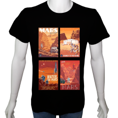Unisex T-shirt Siyah 'Uzay/Mars-ı işgal et2' 2Baskılı