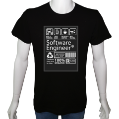 Unisex T-shirt Siyah 'İş&Meslek / Yazılım Mühendisi1' Baskılı