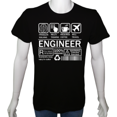 Unisex T-shirt Siyah 'İş&Meslek / Mühendis1' Baskılı